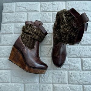 BED STU Brown DISTRESSED Slouch PLATFORM BOOTS 7.5